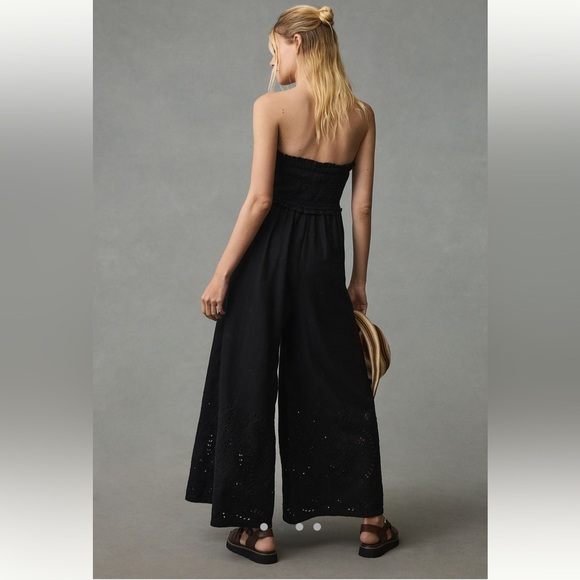 Anthropologie Black Strapless Jumpsuit with Eyelet Detail - Picture 2 of 11